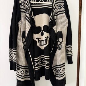 RD Style Black and White Skull and Geometric Sweater